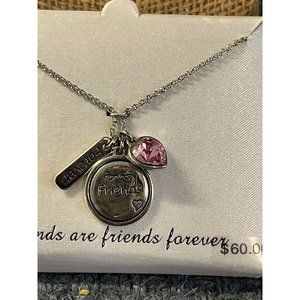 Charming Inspirations Best Friends necklace Swarovski Crystal pink heart NEW